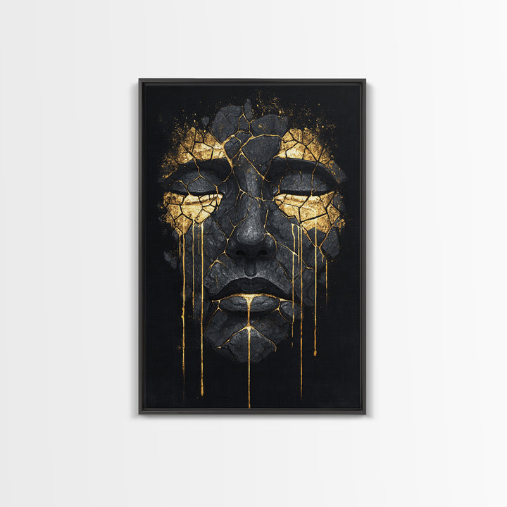Canvas Gold Art Canvas Art of Yggdrasil | Norse World Tree Artwork in a Real Wood Frame | Viking Decor for Study, Man Cave, or Office