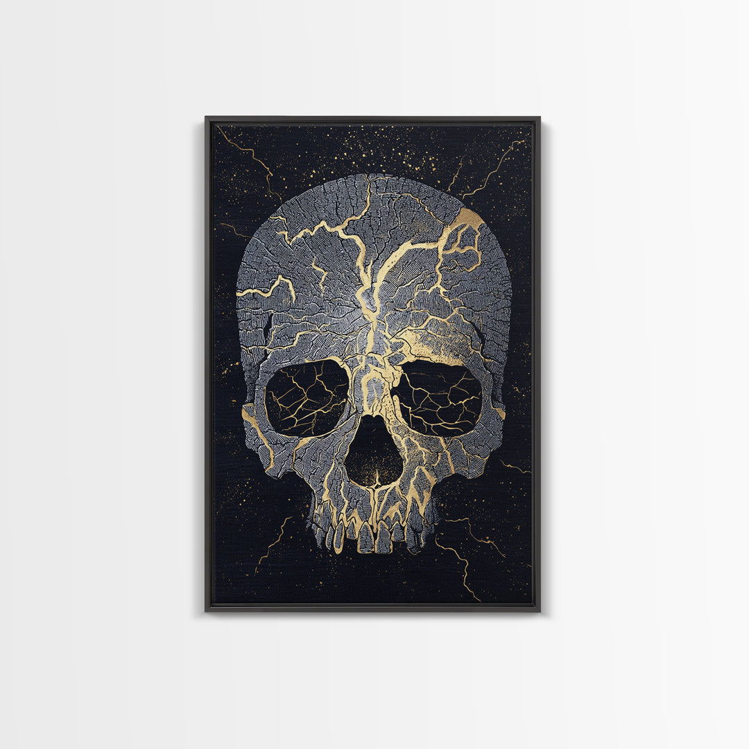 Canvas Art Canvas Gold Art of Norse Giant Ymir | Nordic Mythology Wall Art Framed in Real Wood | Viking Decor for Office or Study
