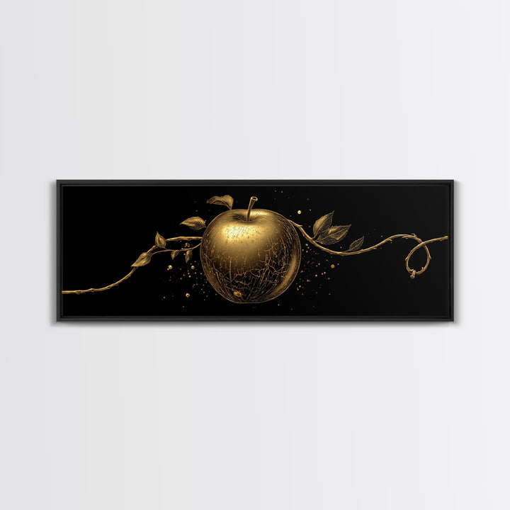 Golden Apple of Idunn Canvas Gold Art Norse Mythology Canvas Art Viking Decor framed in real wood, Unique Nordic Office Art