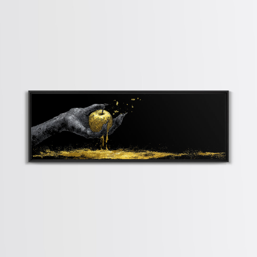 Canvas Gold Art Norse Apple of Immortality Canvas Art, Nordic Mythology Wall Decor with real wood frame, unique Viking Office Gift