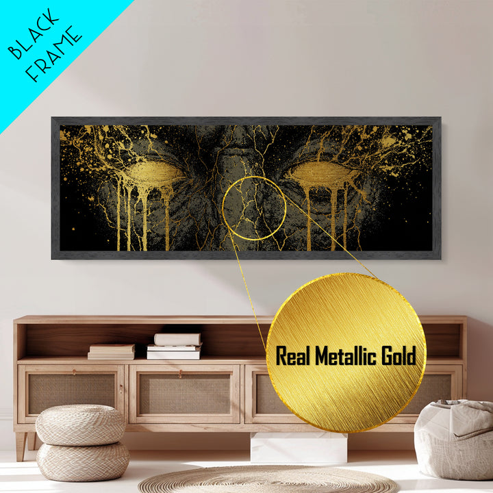 Metallic Gold Art of Ymir Norse Mythology, Nordic Metal Art with Real Wood Frame, Viking Wall Decor Gift for Dad or Husband
