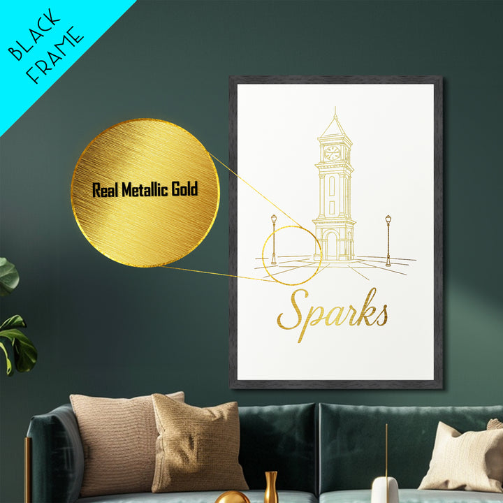 Sparks Nevada Travel, Metallic Gold Print, Wood Framed Art, Metal Art, Modern Wall Art, Graduation Travel Gift, Home Decor