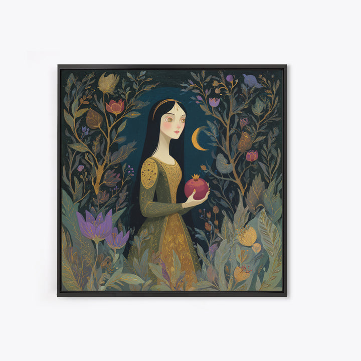 Persephone Holding Pomegranate Canvas Print, Mythological Art, Printable Art, Living Room Decor, Watercolor Art, Legend, MYT-1x1-31