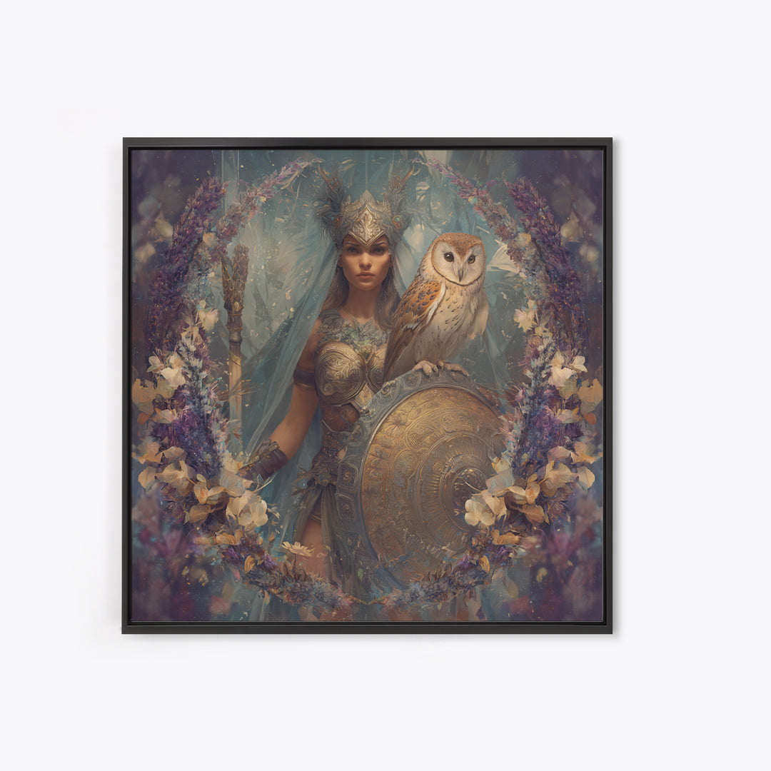 Athena Warrior Woman Framed Canvas Print, Mythological Art, Digital Art Download, Living Room Decor, Oil Painting, Legend, MYT-1x1-74