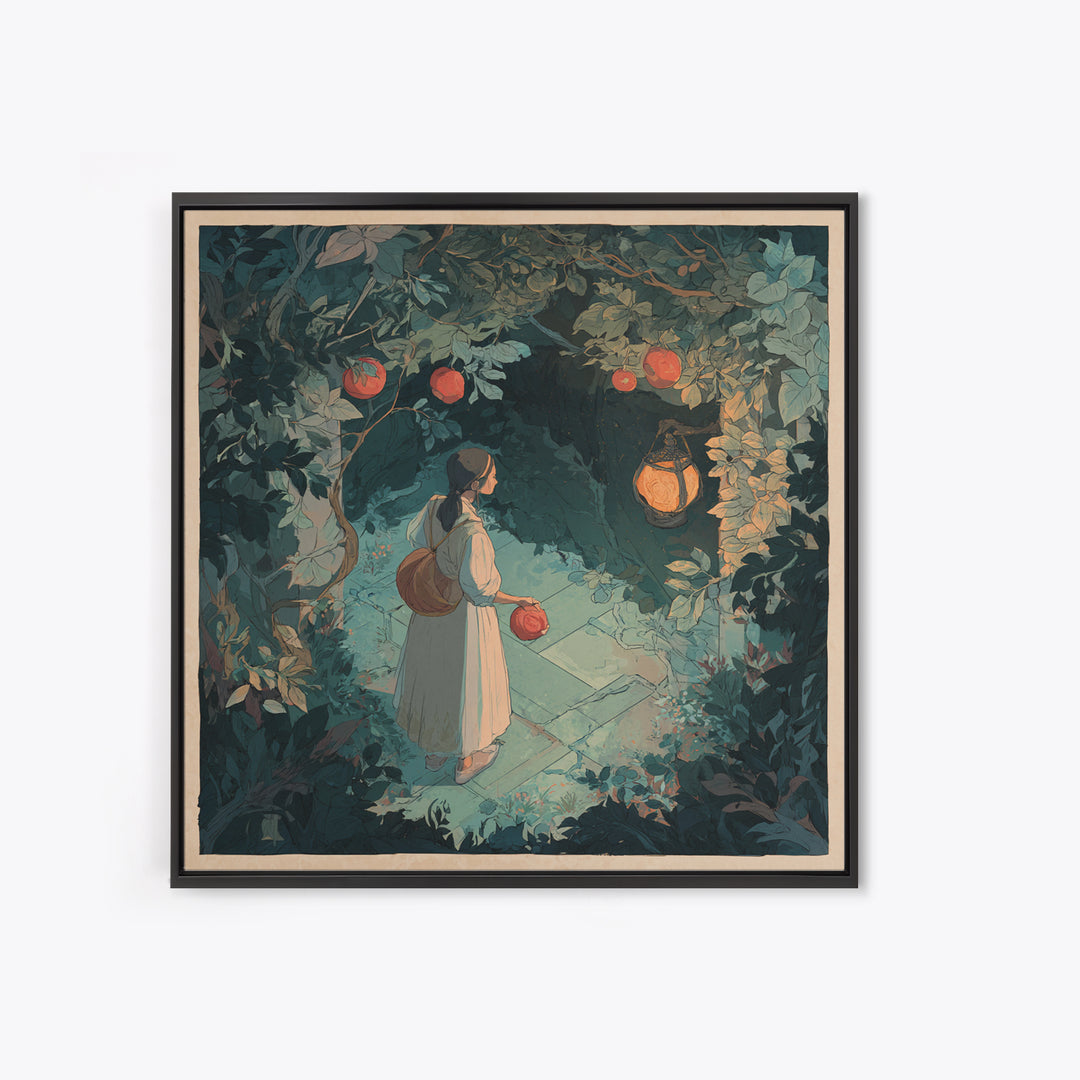 Persephone Holding Pomegranate Framed Canvas Print, Mythological Art, Modern Decor, Living Room Decor, Fine Art, Legend, MYT-1x1-79