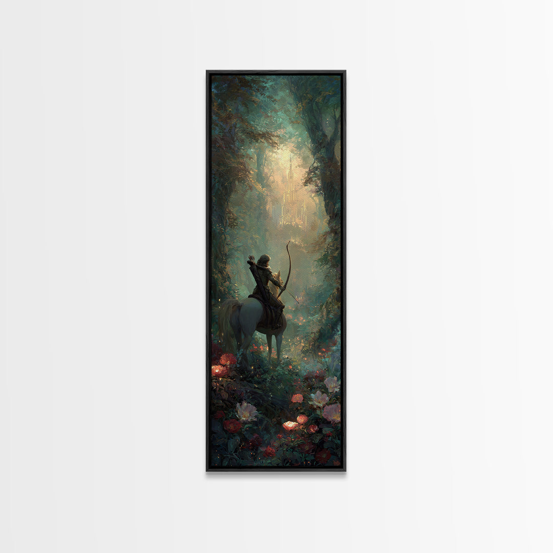 Centaur Archer in Misty Forest Framed Canvas Print, Mythological Art, Modern Decor, Living Room Decor, Oil Painting, Legend, MYT-1x3-4