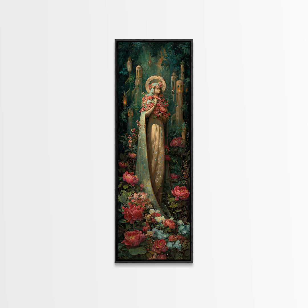 Ancient Goddess Statue Covered Canvas Print, Mythological Art, Art, Living Room Decor, Fine Art, Legend, Gothic Home Decor, MYT-1x3-60