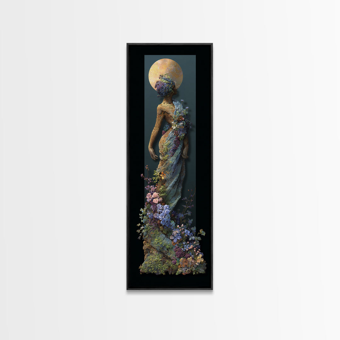 Ancient Goddess Statue Covered Framed Canvas Print, Mythological Art, Digital Art, Living Room Decor, Oil Painting, Legend, MYT-1x3-84
