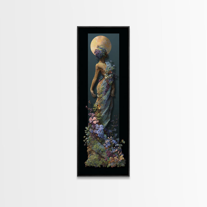 Ancient Goddess Statue Covered Framed Canvas Print, Mythological Art, Digital Art, Living Room Decor, Oil Painting, Legend, MYT-1x3-84
