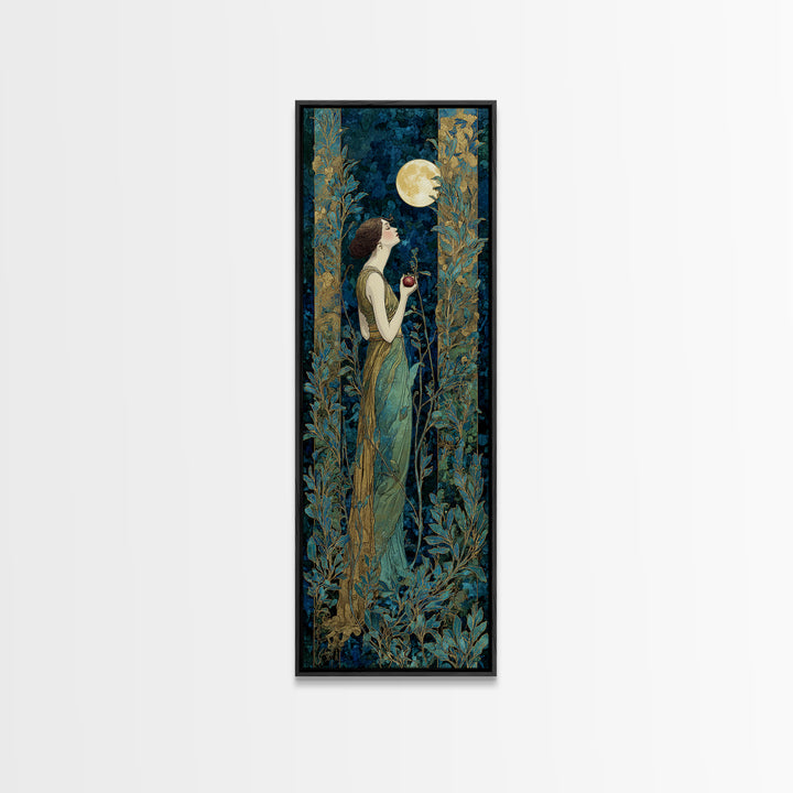 Persephone Holding Pomegranate Framed Canvas Print, Mythological Art, Gallery Wall Art, Living Room Decor, Fine Art, Legend, MYT-1x3-91