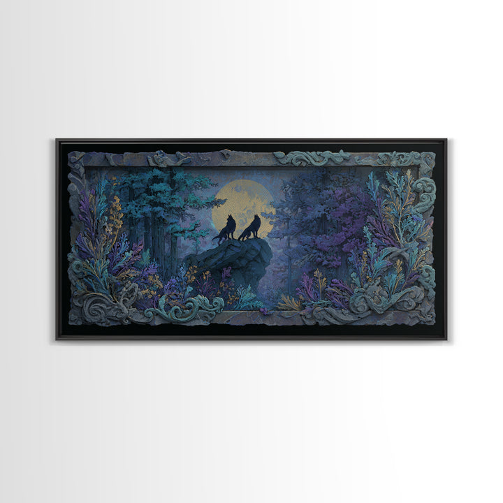 Hades and Cerberus Silhouette Framed Canvas Print, Mythological Art, Minimalist Decor, Living Room Decor, Fine Art, Legend, MYT-2x1-28