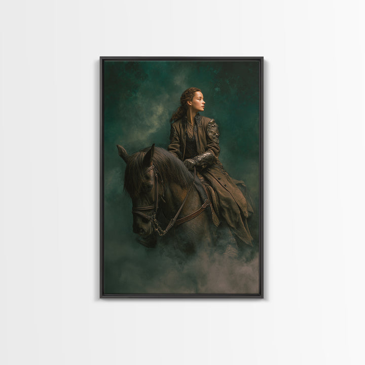 Norse Valkyrie Riding Through Storm Clouds Canvas Print, Mythological Art, Gothic Home Decor, Living Room Decor, Legend, MYT-2x3-89