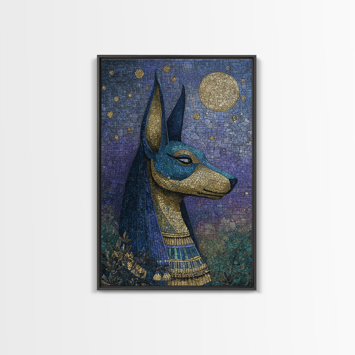 Anubis Profile with Desert Stars Canvas Print, Mythological Art, Printable Art, Living Room Decor, Legend, Unique Home Decor, MYT-2x3-91