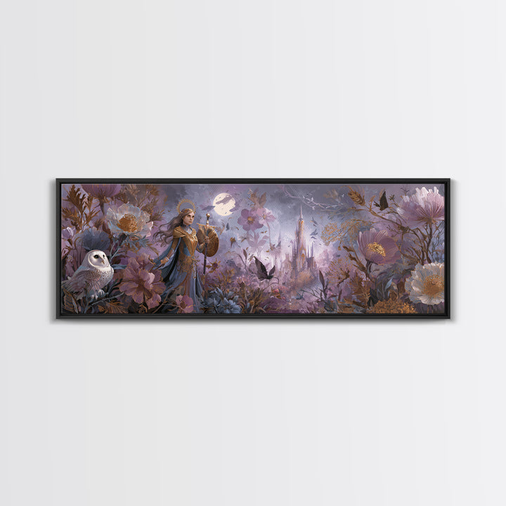 Athena Warrior Woman Framed Canvas Print, Mythological Art, Digital Art, Living Room Decor, Legend, Living Room Wall Art, MYT-3x1-18