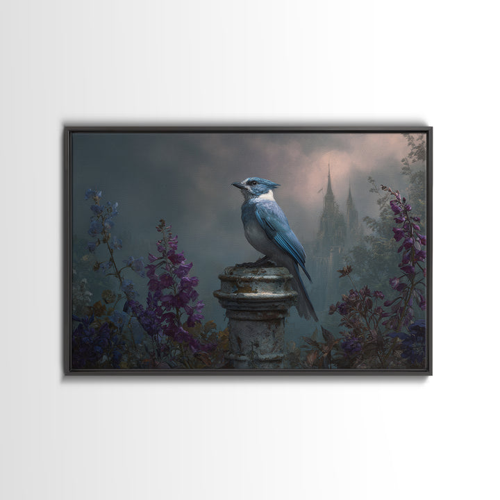 Griffin Perched on Ancient Stone Column Framed Canvas Print, Mythological Art, Art Print, Living Room Decor, Fine Art, Legend, MYT-3x2-18