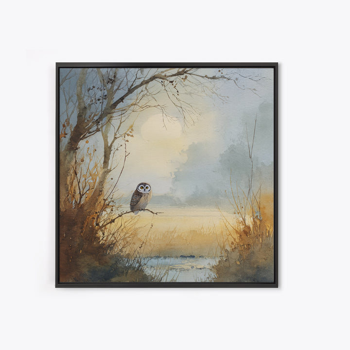 Owl in Moonlit Branches Canvas Print, Nature Art, Living Room Decor, Nature, Ocean Art, Bird Wall Art, Nature Wall Art, NAT-1x1-19