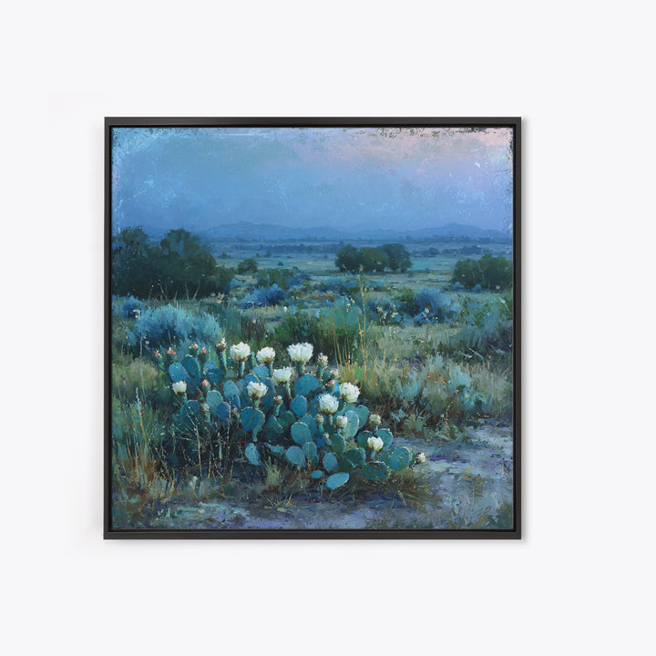 Desert Cactus Blooming After Rain Canvas Print, Nature Art, Painting, Living Room Decor, Fine Art, Nature, Modern Wall Art, NAT-1x1-20