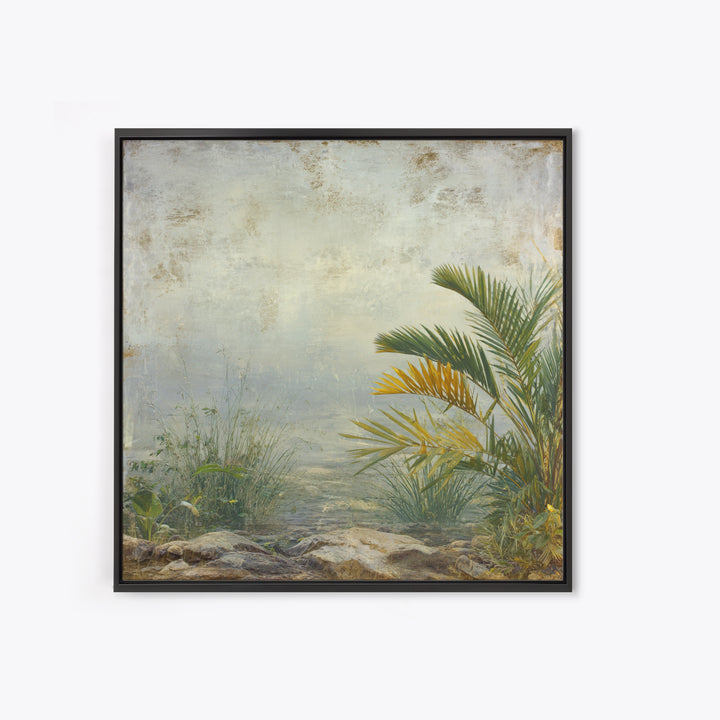 Tropical Jungle Leaves Framed Canvas Print, Nature Art, Ocean Art, Living Room Decor, Fine Art, Nature, Art Print, NAT-1x1-21