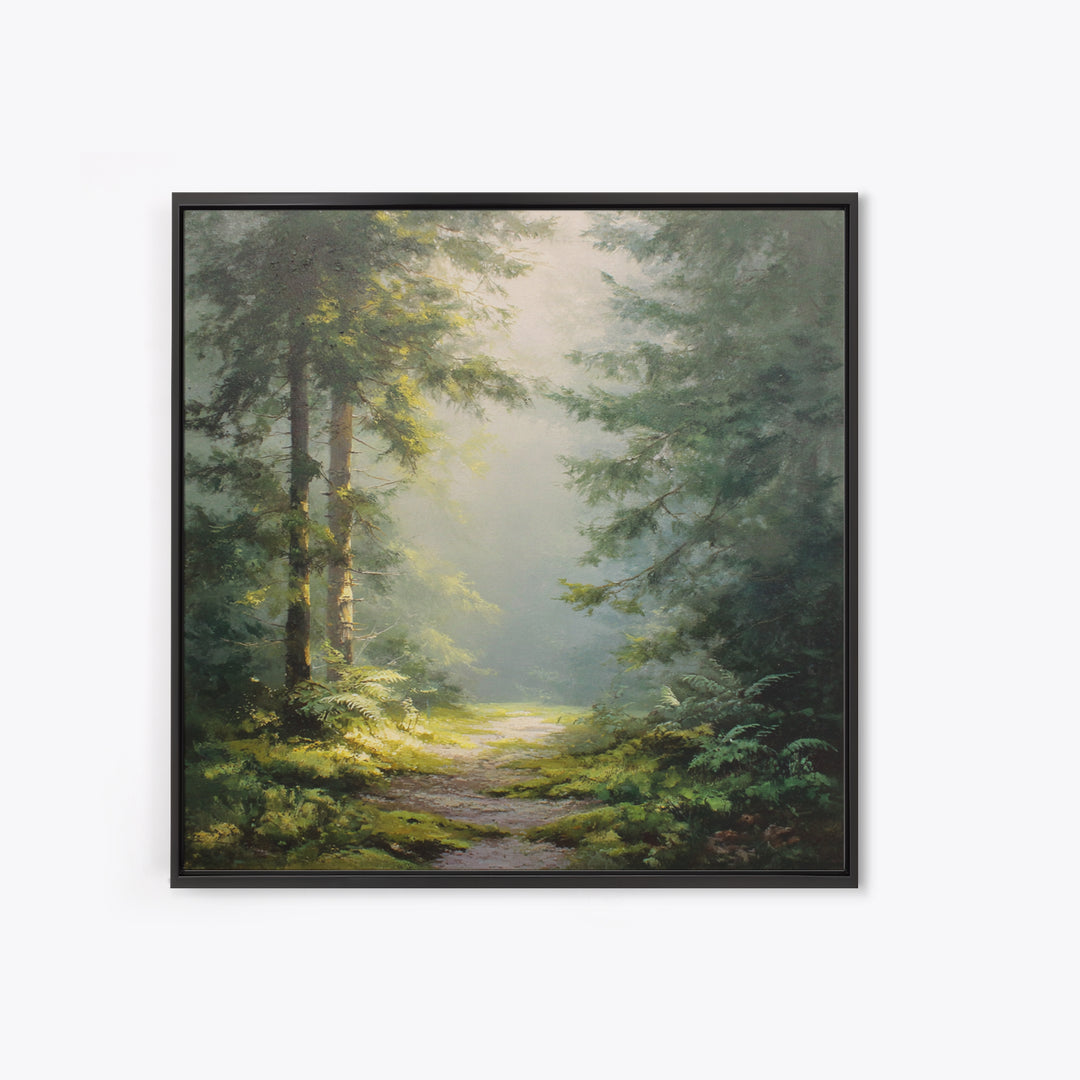 Sunlit Forest Path Canvas Print, Nature Art, Modern Decor, Living Room Decor, Fine Art, Nature, Home Decor, Poster, Wall Decor, NAT-1x1-25