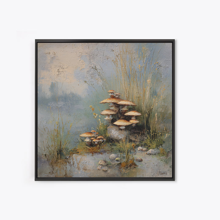 Mushroom Cluster in Enchanted Woodland Canvas Print, Nature Art, Watercolor Painting, Living Room Decor, Fine Art, Nature, NAT-1x1-31