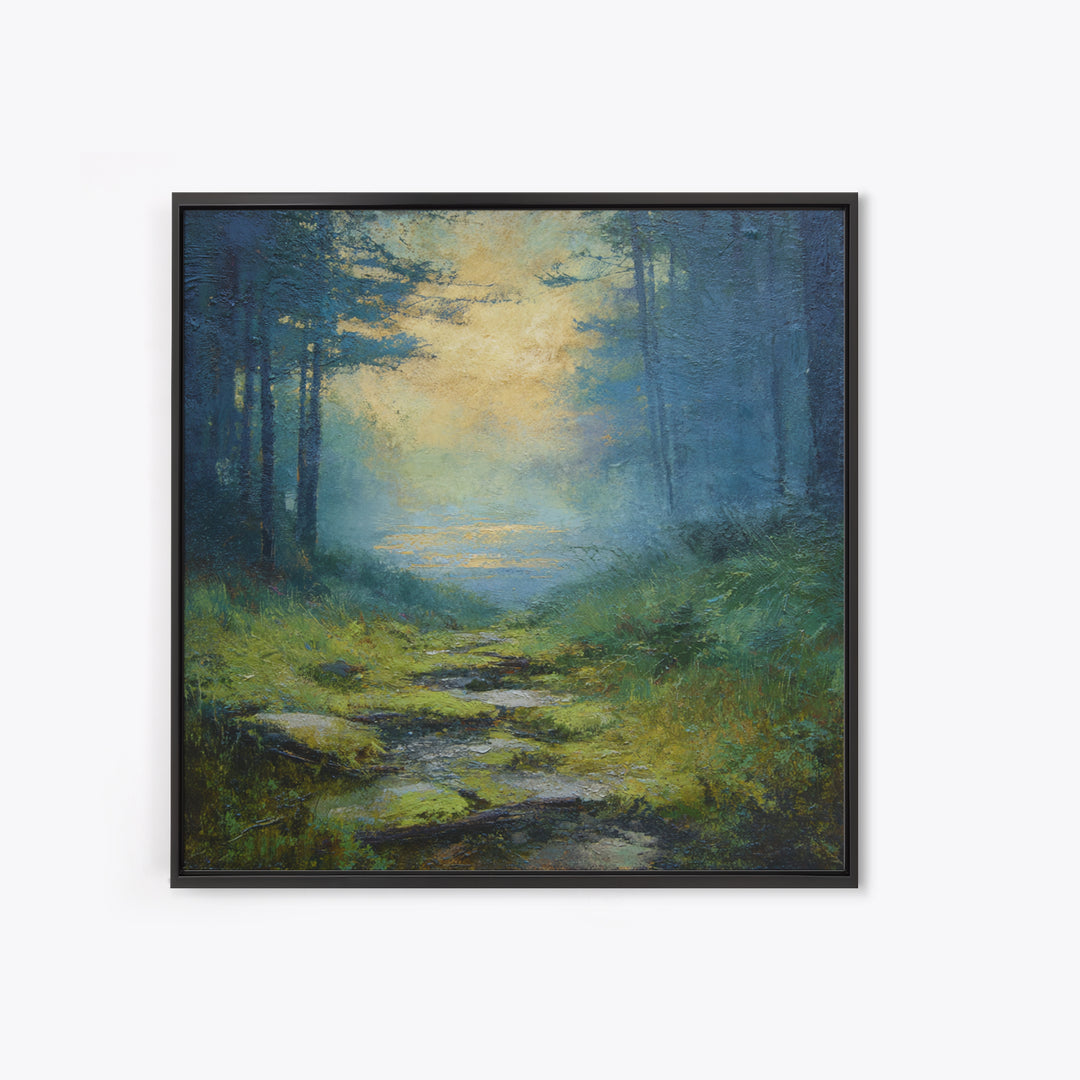 Sunlit Forest Path Canvas Print, Nature Art, Modern Decor, Living Room Decor, Fine Art, Nature, Home Decor, Poster, Wall Decor, NAT-1x1-49