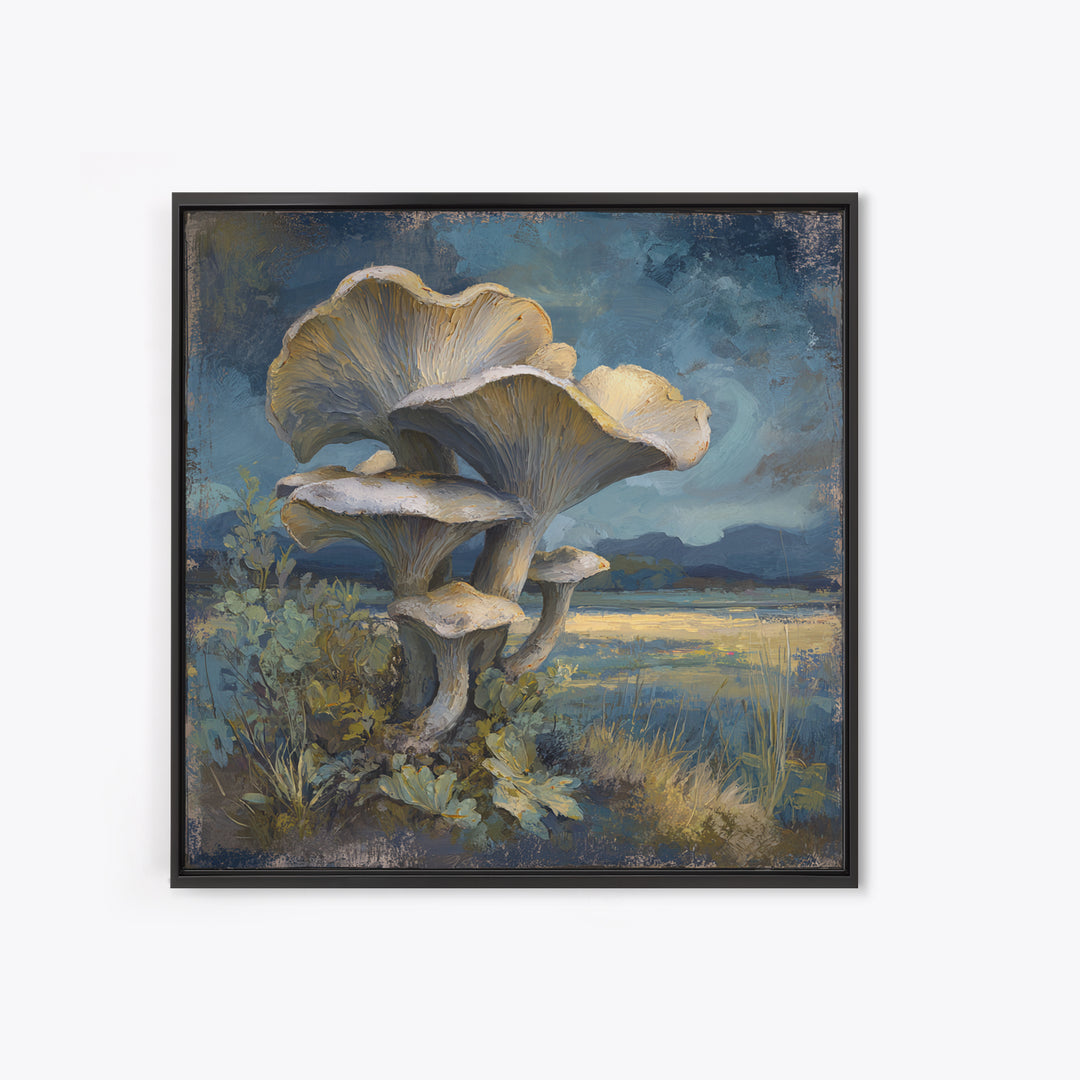 Mushroom Cluster in Enchanted Woodland Canvas Print, Nature Art, Nature Wall Art, Living Room Decor, Watercolor Art, Nature, NAT-1x1-55