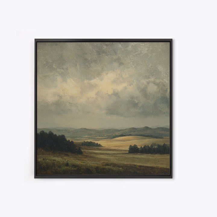 Storm Clouds over a Rolling Prairie Framed Canvas Print, Nature Art, Bird Wall Art, Living Room Decor, Fine Art, Nature, NAT-1x1-62