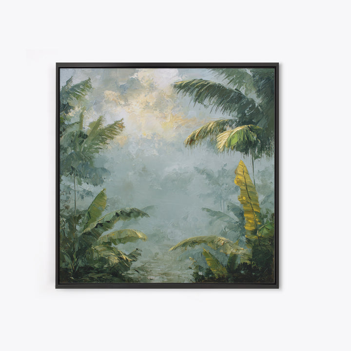 Tropical Jungle Leaves Framed Canvas Print, Nature Art, Luxury Decor, Living Room Decor, Oil Painting, Nature, Mushroom, NAT-1x1-93