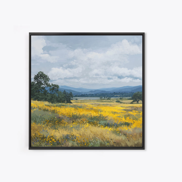 Wildflower Meadow under Soft Summer Sky Canvas Print, Nature Art, Boho Decor, Living Room Decor, Fine Art, Nature, Wall Decor, NAT-1x1-98
