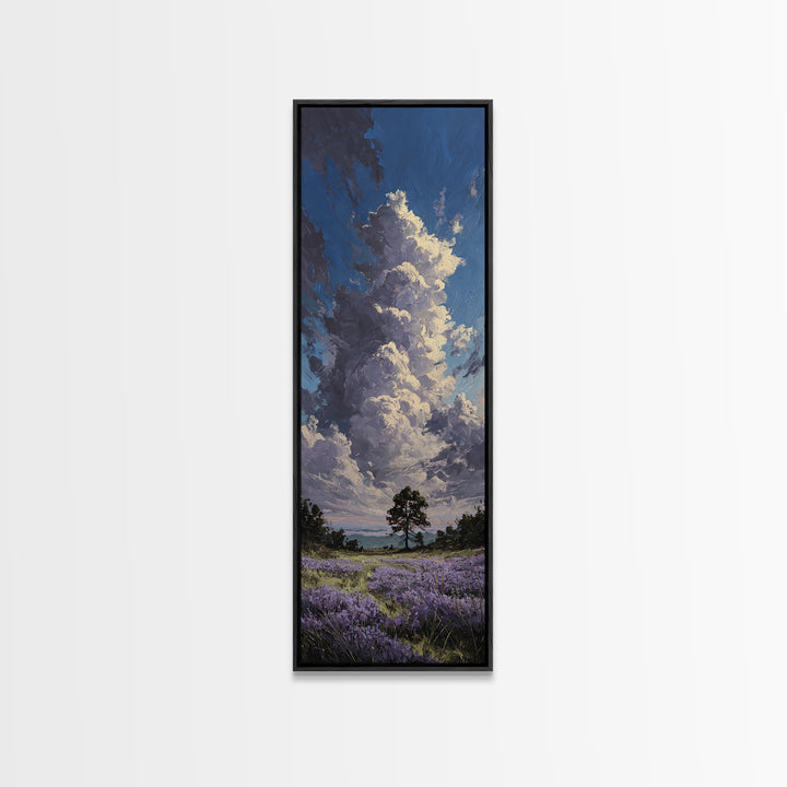 Bees Circling Lavender Blossoms Canvas Print, Nature Art, Wood Wall Art, Living Room Decor, Nature, Digital Download Art, NAT-1x3-11