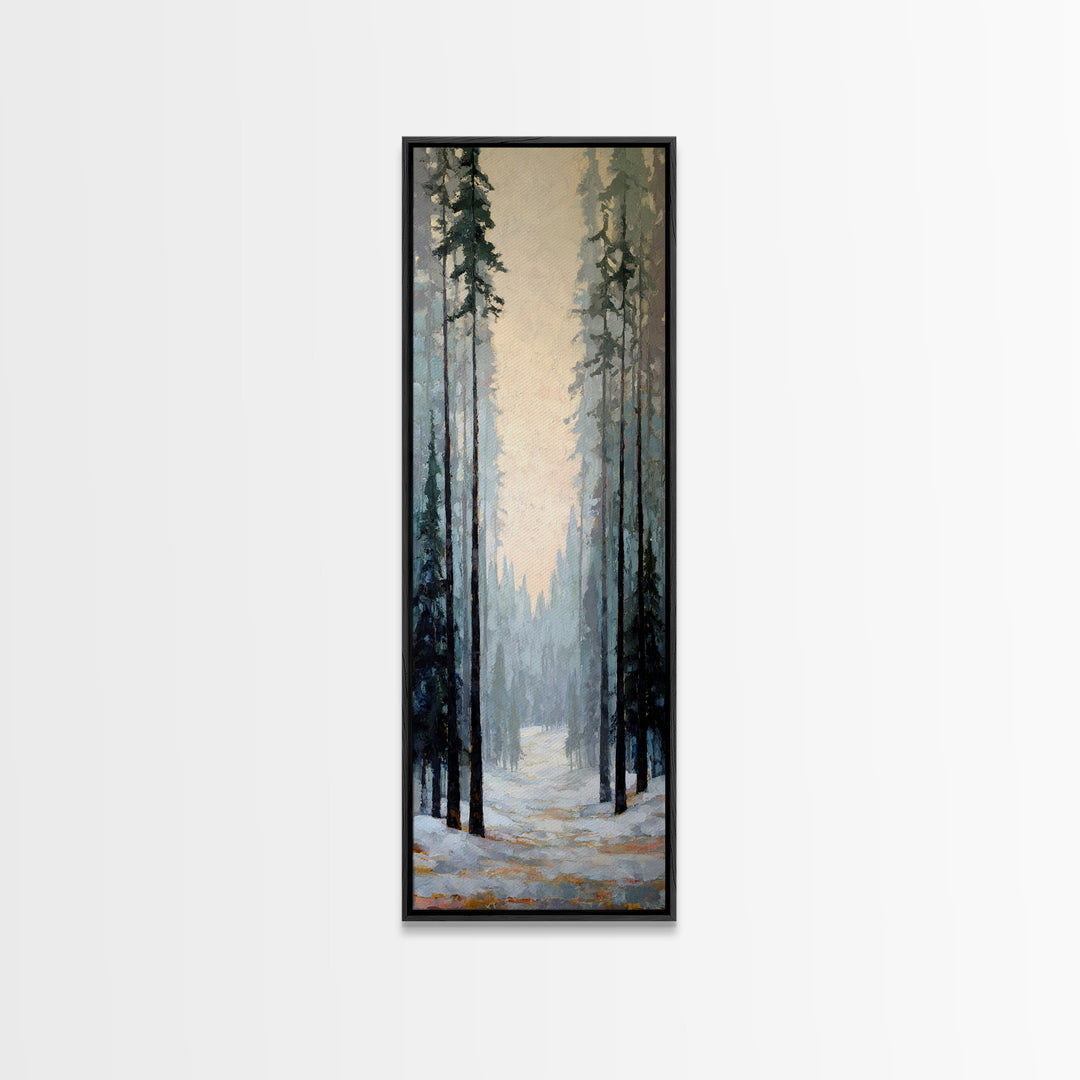 Fox Crossing a Snowy Forest Clearing Canvas Print, Nature Art, Moss Art, Living Room Decor, Oil Painting, Nature, NAT-1x3-22