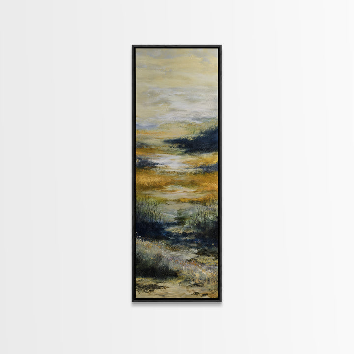 Sunrise Through Tall Grass and Wildflowers Canvas Print, Nature Art, Art, Living Room Decor, Watercolor Art, Nature, NAT-1x3-23