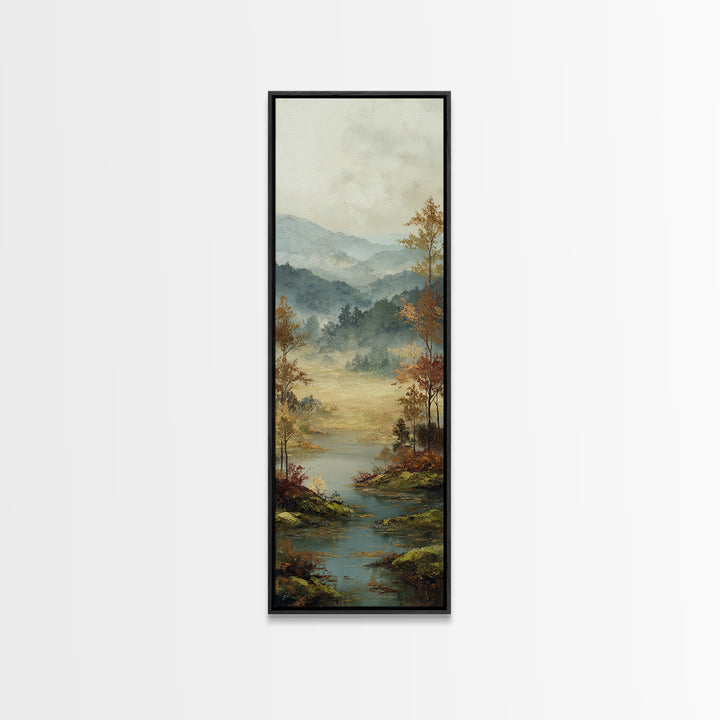 Autumn Leaves Floating on Quiet Stream Canvas Print, Nature Art, Bird Wall Art, Living Room Decor, Fine Art, Nature, NAT-1x3-42