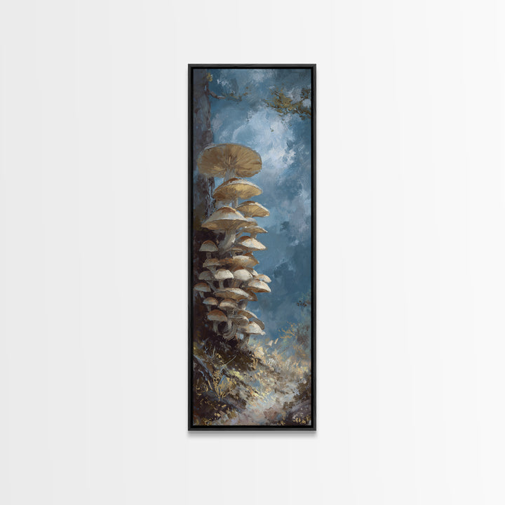 Mushroom Cluster in Enchanted Woodland Canvas Print, Nature Art, Wall Hangings, Living Room Decor, Nature, Stained Glass Art, NAT-1x3-43