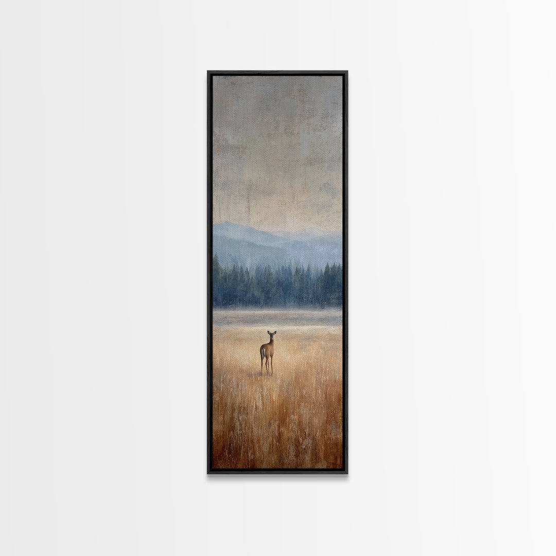 Deer Standing in a Golden Field Canvas Print, Nature Art, Contemporary Art, Living Room Decor, Fine Art, Nature, Framed Art, NAT-1x3-44
