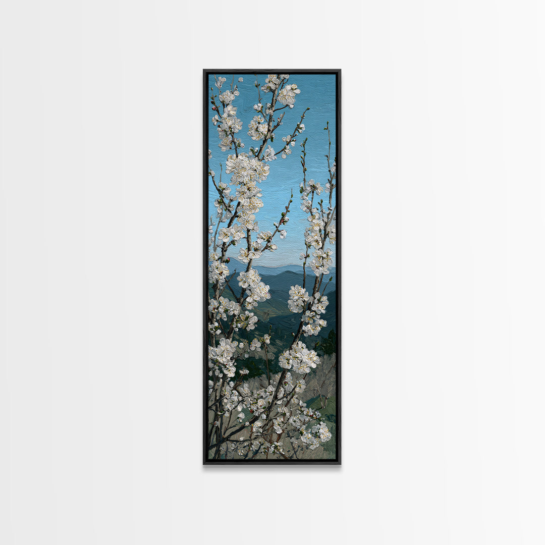 Spring Cherry Blossoms Framed Canvas Print, Nature Art, Home Decor, Living Room Decor, Fine Art, Nature, Abstract Wall Art, NAT-1x3-52