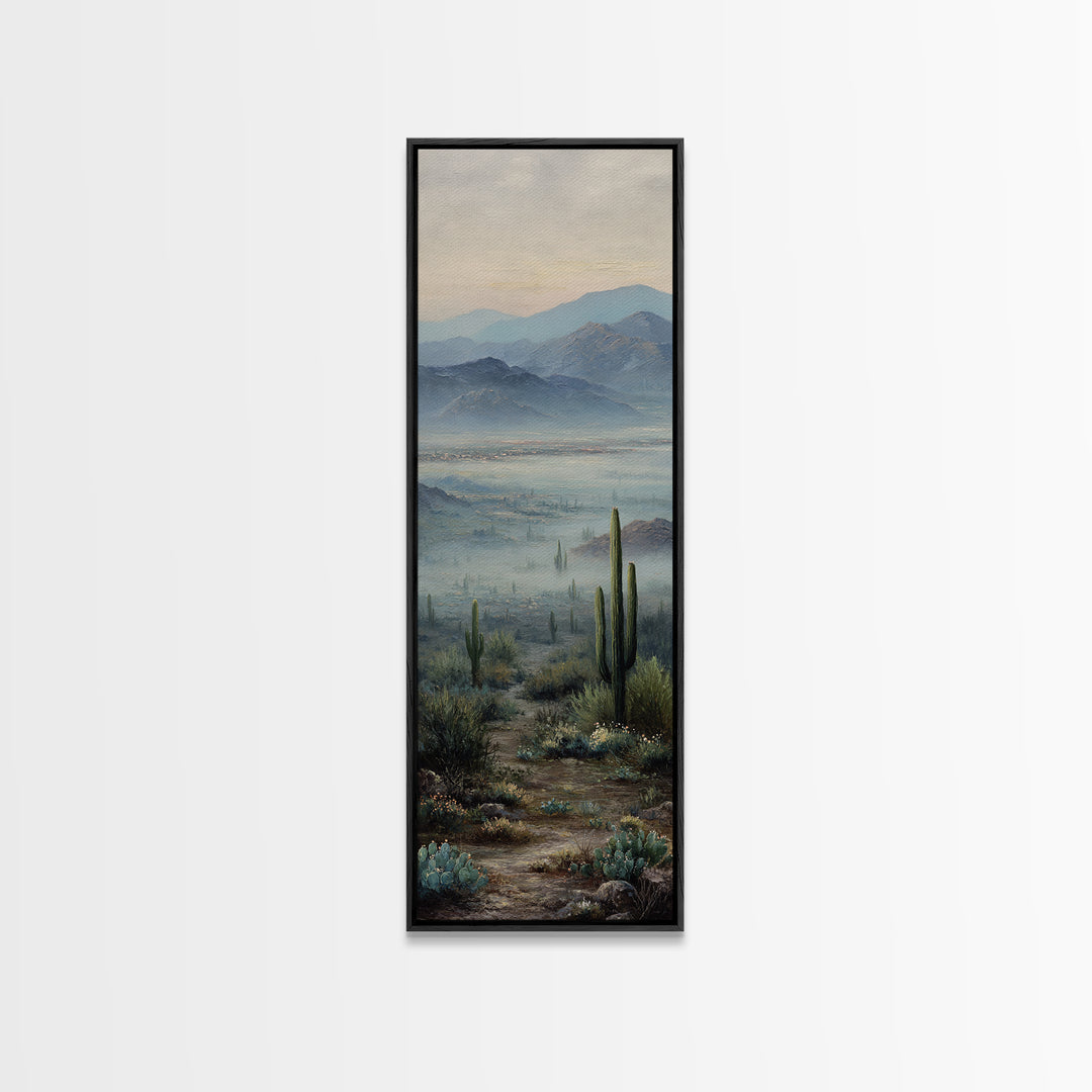 Desert Cactus Blooming After Rain Canvas Print, Nature Art, Wall Hangings, Living Room Decor, Nature, Stained Glass Art, NAT-1x3-56