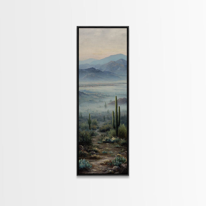Desert Cactus Blooming After Rain Canvas Print, Nature Art, Wall Hangings, Living Room Decor, Nature, Stained Glass Art, NAT-1x3-56