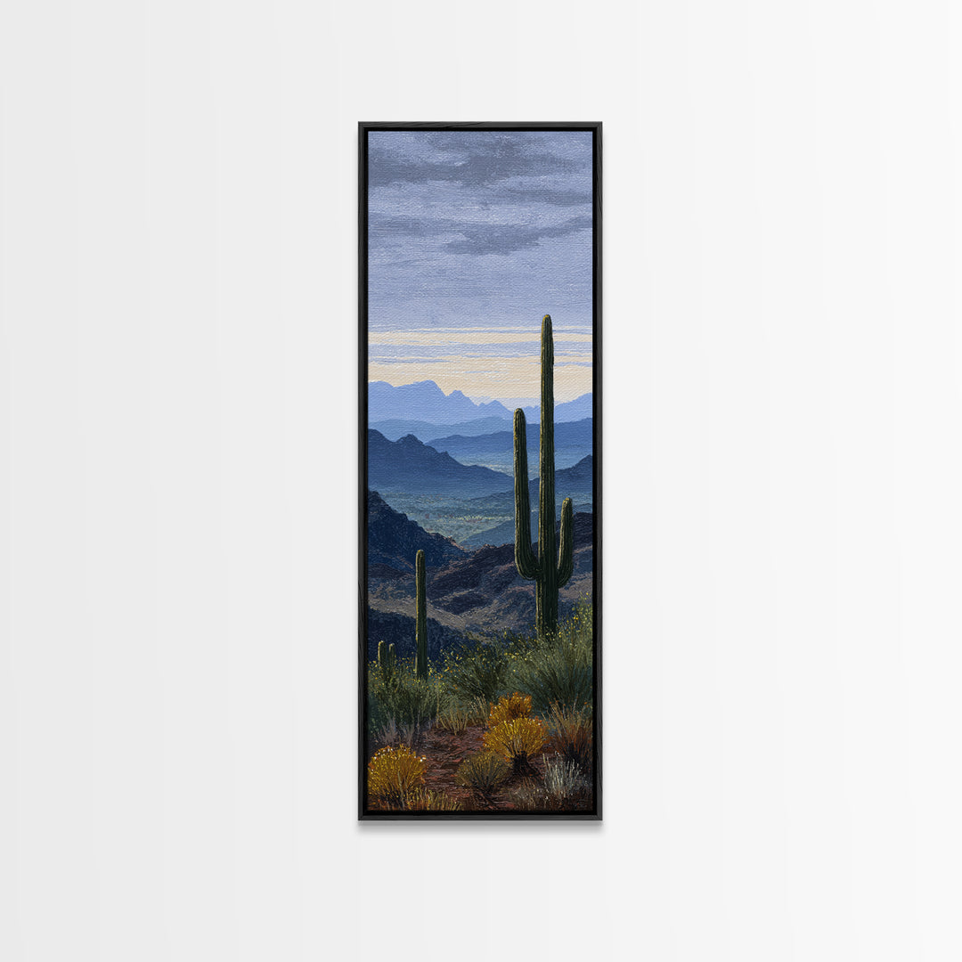 Desert Cactus Blooming After Rain Framed Canvas Print, Nature Art, Statement Artwork, Living Room Decor, Fine Art, Nature, NAT-1x3-8
