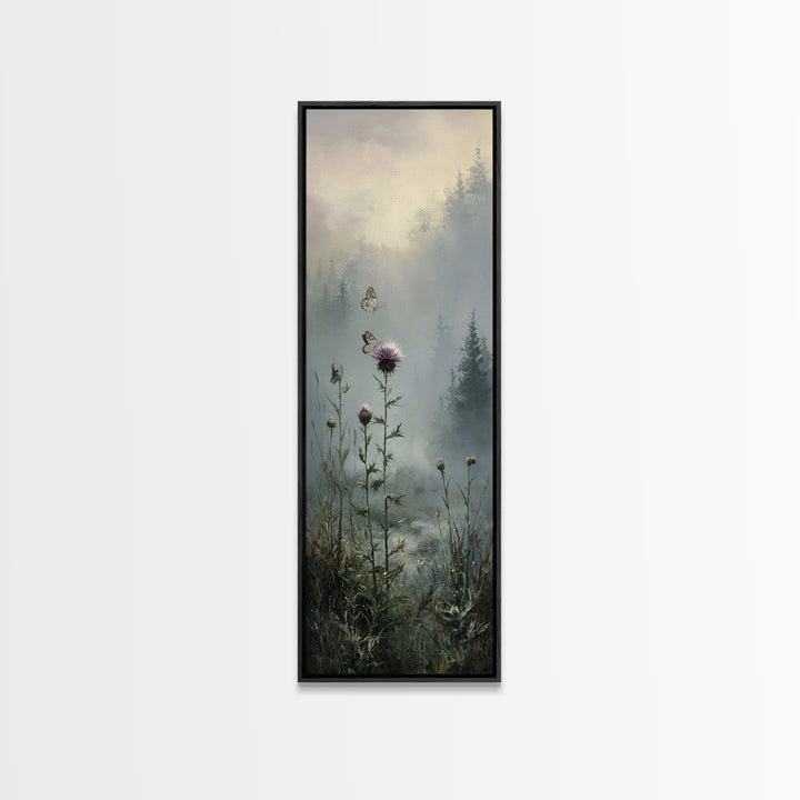 Butterfly Resting on a Blooming Thistle Canvas Print, Nature Art, 3d Wall Art, Living Room Decor, Nature, Nature Wall Art, NAT-1x3-88