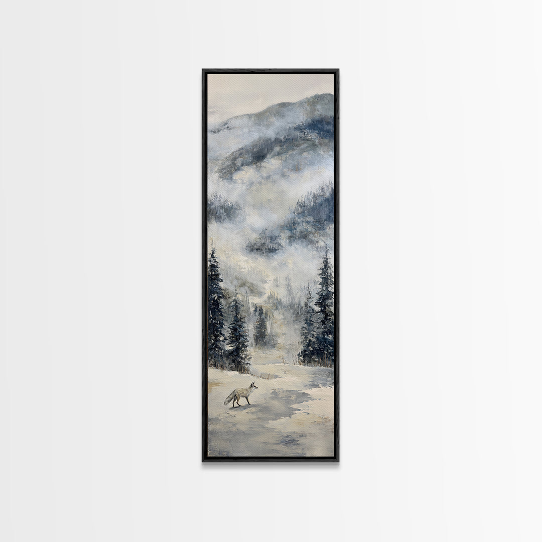 Fox Crossing a Snowy Forest Clearing Canvas Print, Nature Art, Fine Art Print, Living Room Decor, Fine Art, Nature, Poster, NAT-1x3-94