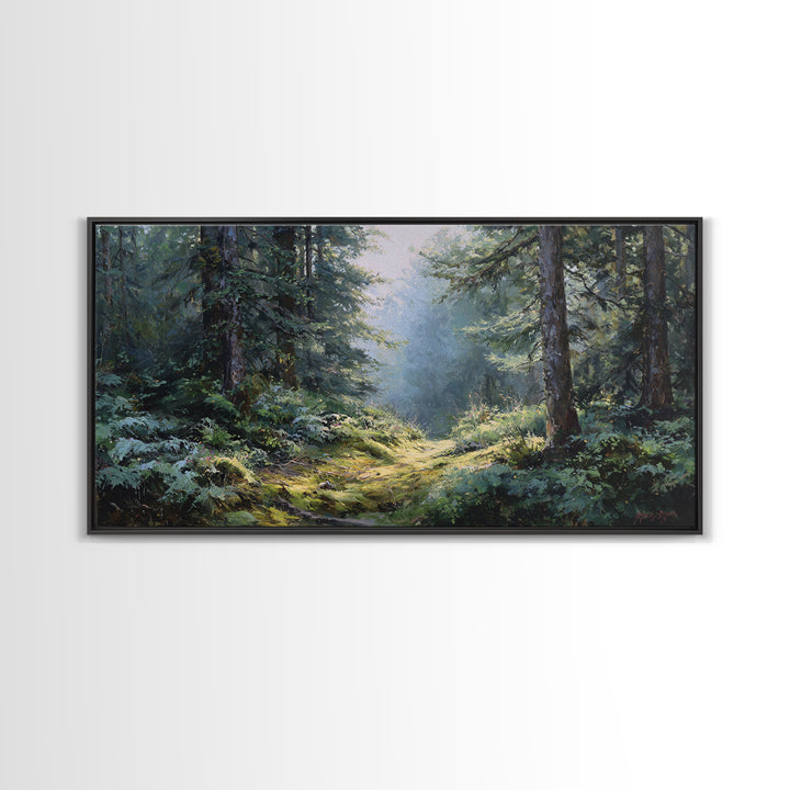 Sunlit Forest Path Canvas Print, Nature Art, Wall Art, Living Room Decor, Fine Art, Nature, Wood Wall Art, Abstract Wall Art, NAT-2x1-21