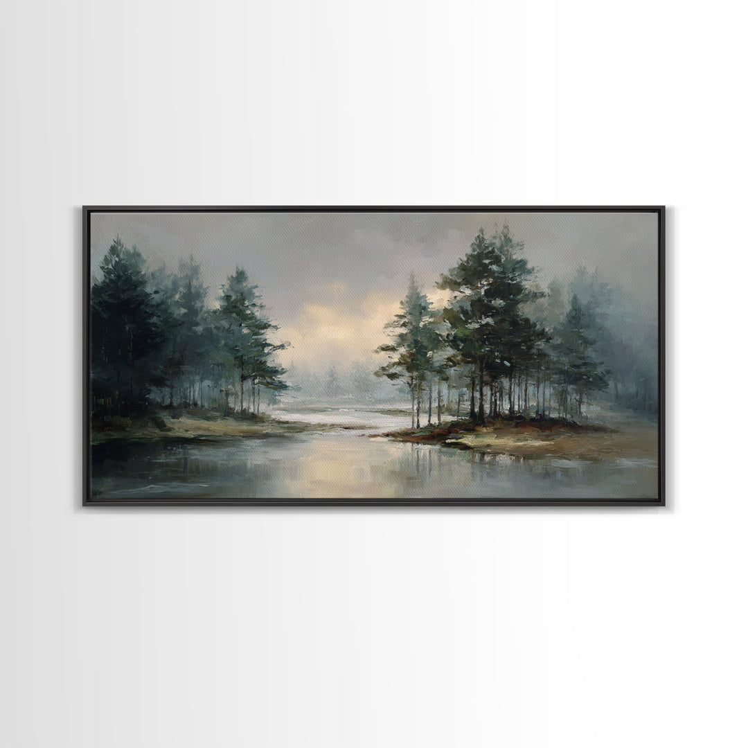 Mushroom Cluster in Enchanted Woodland Framed Canvas Print, Nature Art, Artwork, Living Room Decor, Fine Art, Nature, NAT-2x1-3