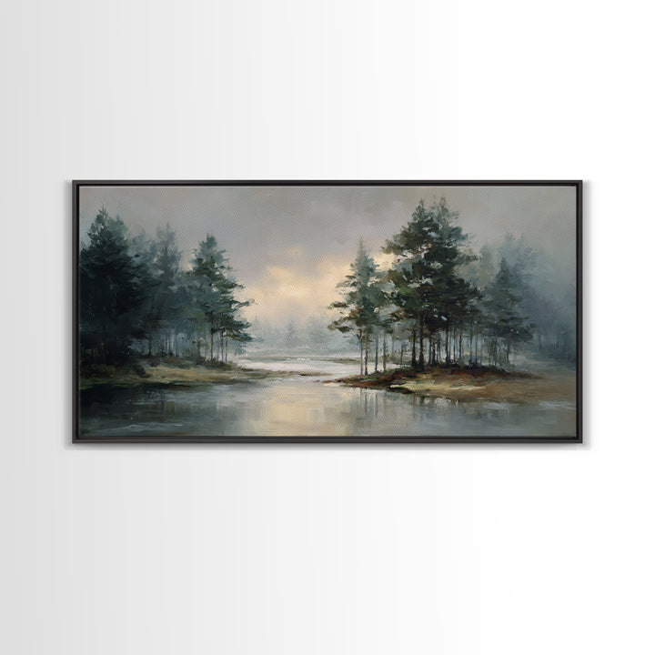 Mushroom Cluster in Enchanted Woodland Framed Canvas Print, Nature Art, Artwork, Living Room Decor, Fine Art, Nature, NAT-2x1-3