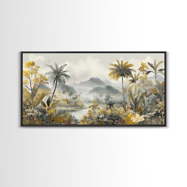 Tropical Jungle Leaves Canvas Print, Nature Art, Contemporary Art, Living Room Decor, Nature, Framed Art, Wood Wall Art, NAT-2x1-41