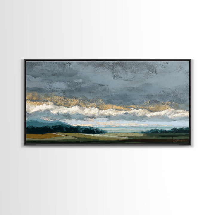 Storm Clouds over a Rolling Prairie Canvas Print, Nature Art, Wall Art, Living Room Decor, Fine Art, Nature, Wood Wall Art, NAT-2x1-58