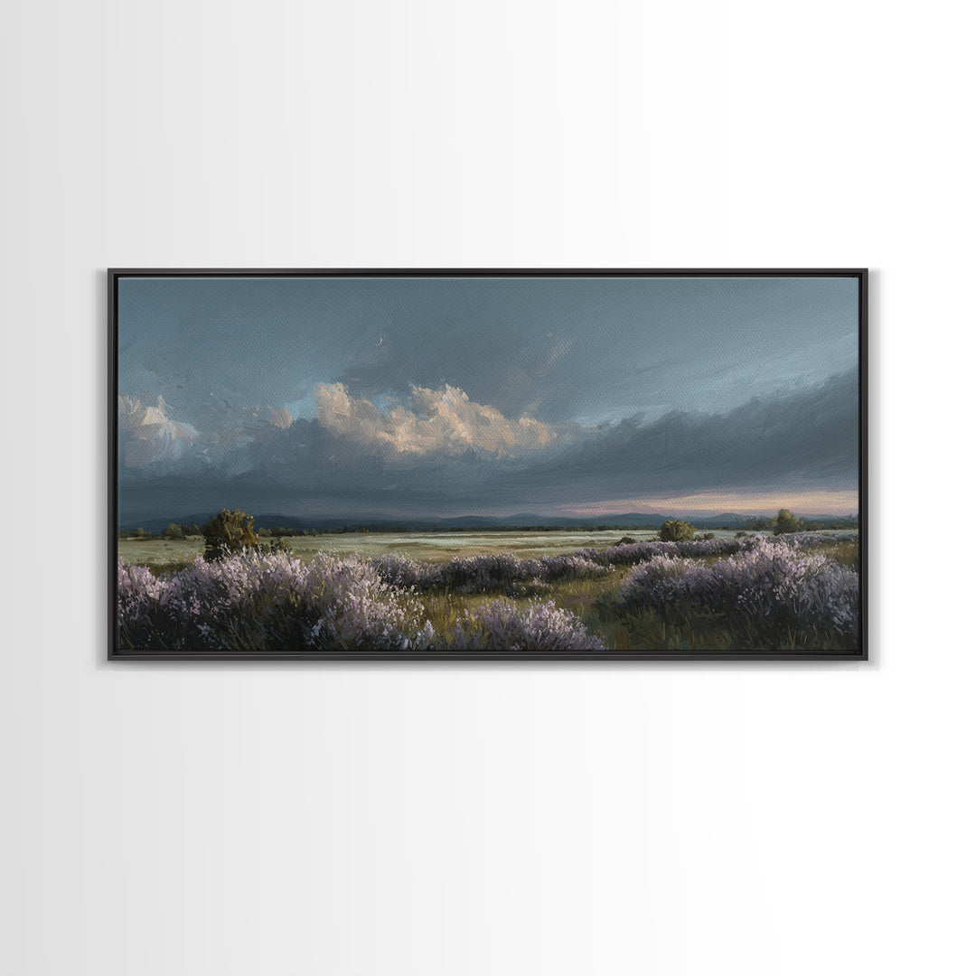 Bees Circling Lavender Blossoms Framed Canvas Print, Nature Art, Nature Wall Art, Living Room Decor, Fine Art, Nature, NAT-2x1-67