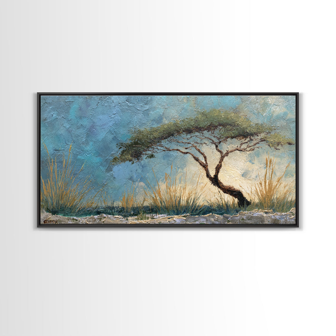 Tree of Life Framed Canvas Print, Nature Art, Living Room Decor, Oil Painting, Nature, Framed Art, Wood Wall Art, NAT-2x1-83