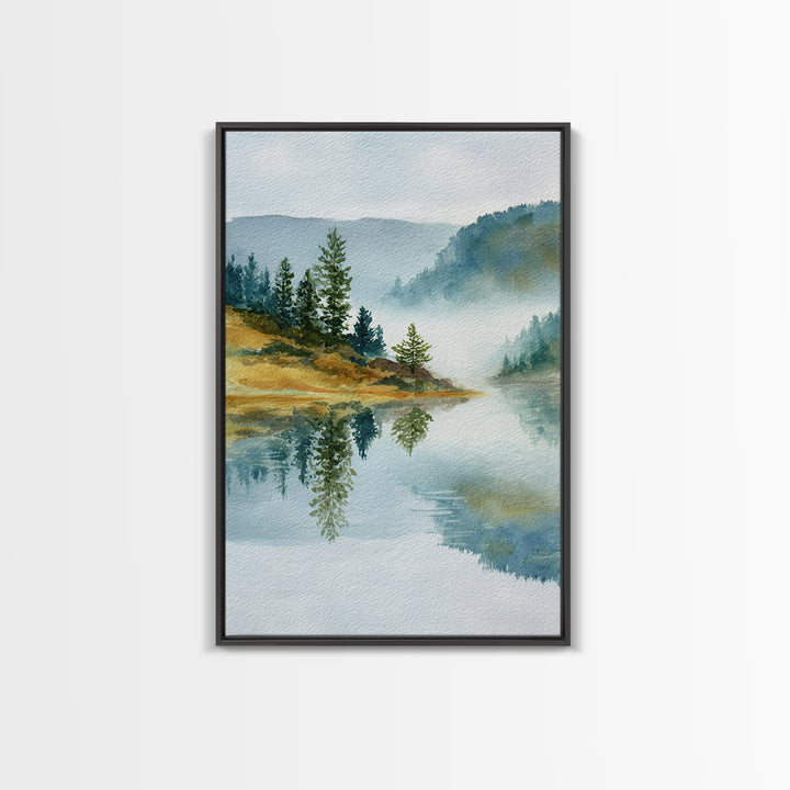 Misty Mountain Lake Canvas Print, Nature Art, Original Painting, Living Room Decor, Fine Art, Nature, Mountain Wall Art, NAT-2x3-61
