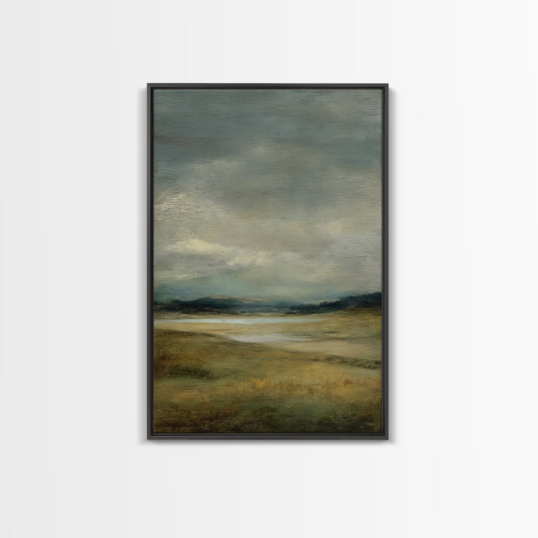 Storm Clouds over a Rolling Prairie Framed Canvas Print, Nature Art, Wall Hangings, Living Room Decor, Fine Art, Nature, NAT-2x3-94